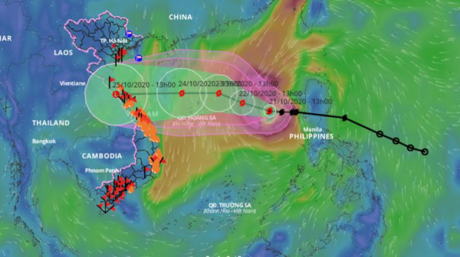Vị trí và đường đi của bão số 8. Ảnh: VNDMS
