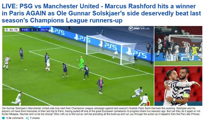 Daily Mail đặc biệt khen ngợi màn trình diễn của Marcus Rashford