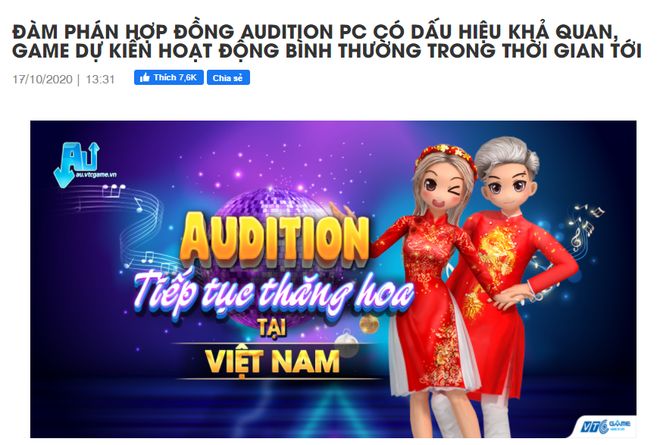 Audition lại có cơ hội tiếp tục đồng hành cùng game thủ.