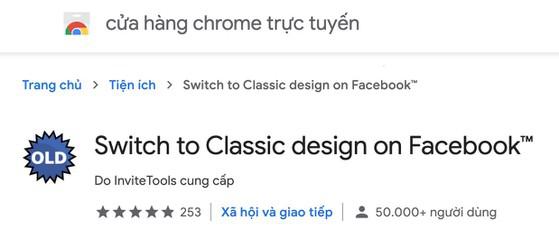 Cài đặt tiện ích Switch to Classic design on Facebook. Ảnh: MINH HOÀNG