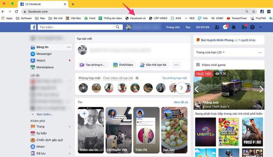 Bấm vào Bookmark (dấu trang) đã tạo khi nãy để chuyển về Facebook cũ. Ảnh: MINH HOÀNG