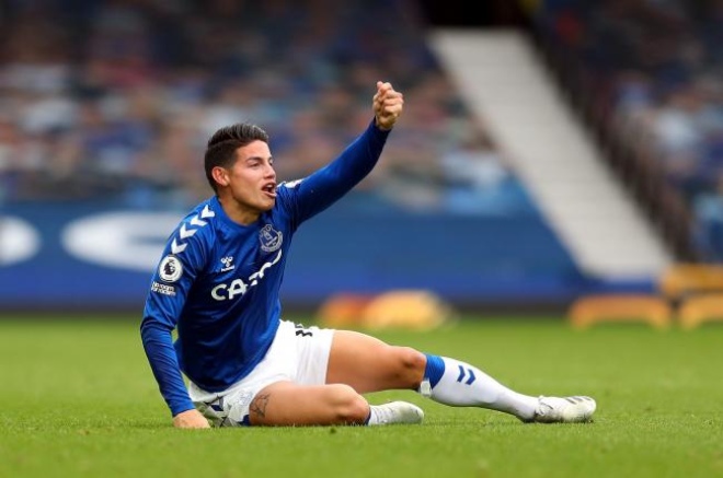 Everton sẽ không có sự phục vụ của James Rodriguez cuối tuần này