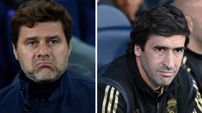 Pochettino (trái) hoặc Raul có thể ngồi vào ghế nóng ở Bernabeu