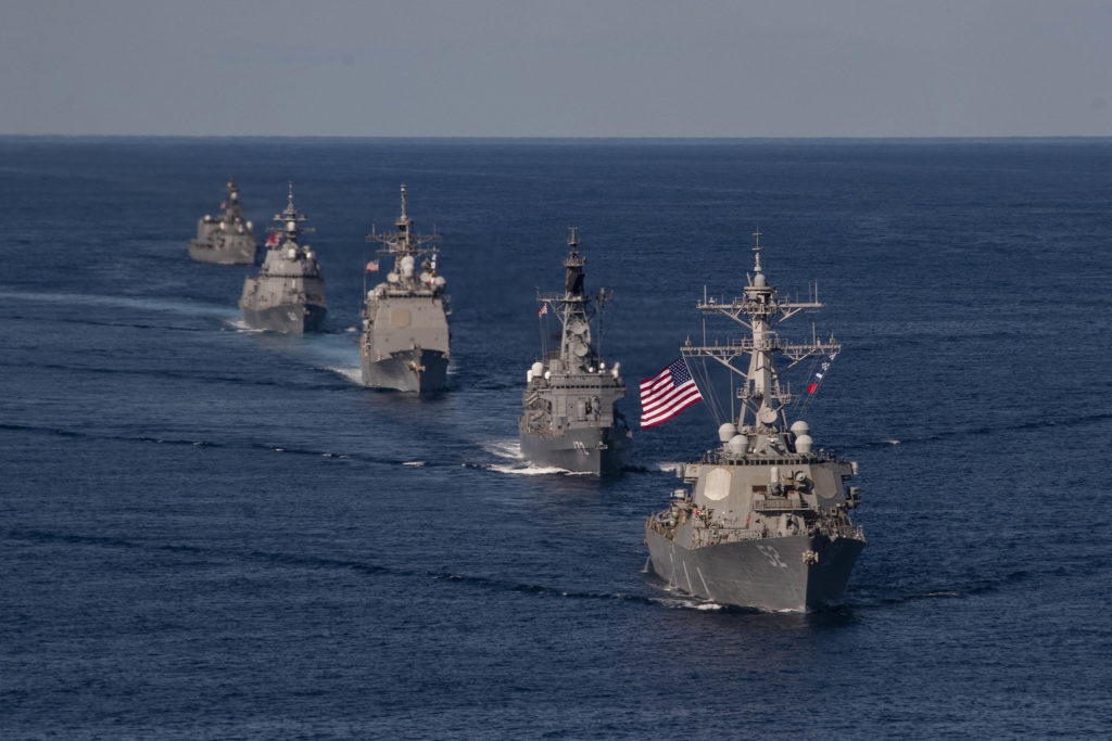 Đội hình tàu chiến Mỹ - Nhật trong cuộc tập trận chung Keen Sword 2020 (ảnh: SCMP)