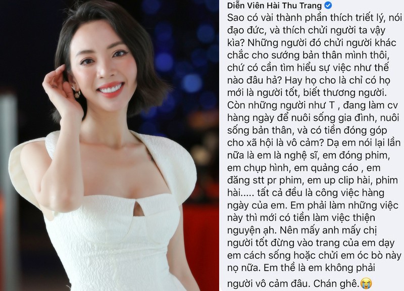 Thu Trang bức xúc khi bị chỉ trích có hành động không phù hợp vì quảng bá phim trong lúc miền Trung gặp bão lũ