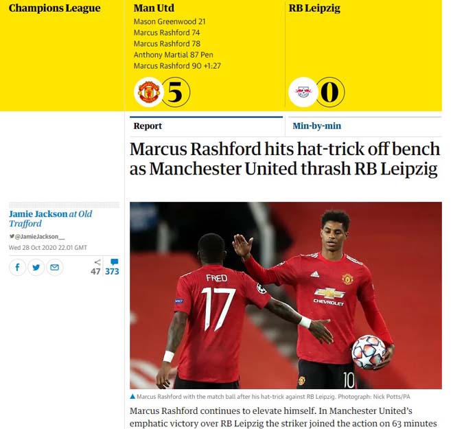 Hai tờ báo Anh Guardian và Telegraph khẳng định, Rashford hoàn toàn có thể đua Vua phá lưới Champions League 2020/21