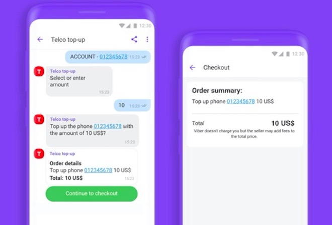 Người dùng Viber có thể chuyển tiền&nbsp;cho nhau qua chatbot.