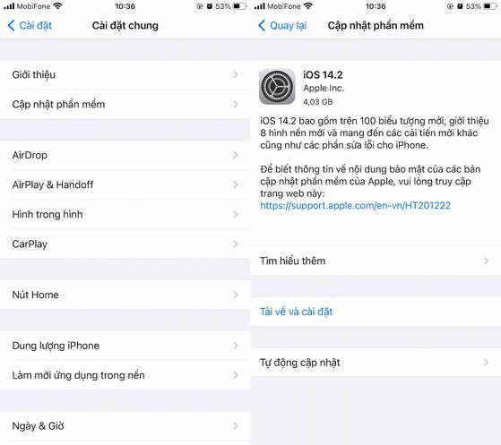 Apple phát hành bản cập nhật iOS 14.2 GM. Ảnh: MINH HOÀNG