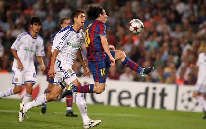 Messi từng ghi bàn ở cả 2 lượt trận giúp Barca thắng Dynamo Kyiv ở vòng bảng Champions League mùa giải 2009/10 cách đây 11 năm&nbsp;