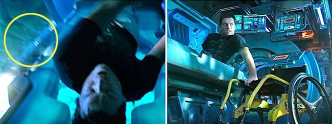 Trong Avatar, nhân vật Jake khi mở buồng lái không hề có chiếc xe lăn. Tuy nhiên, ở phân cảnh sau chiếc xe lăn này bỗng nhiên xuất hiện.
