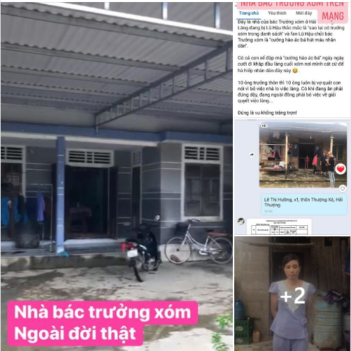 Dưới status, nữ ca sĩ chia sẻ hình ảnh "nhà bác trưởng xóm ngoài đời thật" cùng hình ảnh một số hộ dân