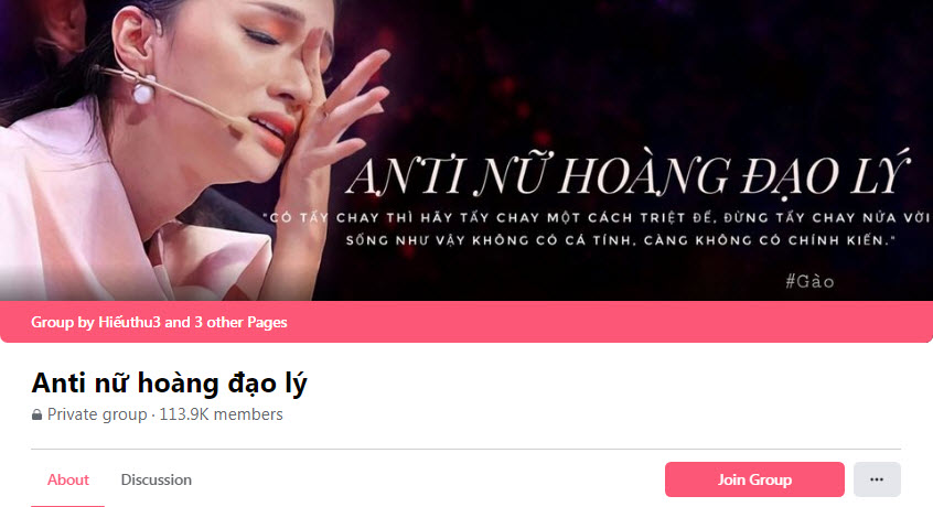 Nhóm anti Hương Giang có hơn 100.000 thành viên