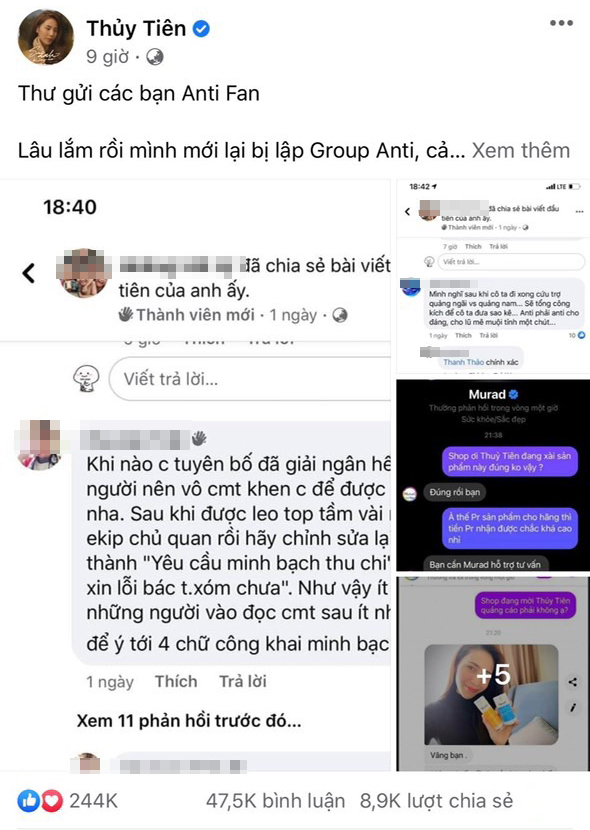 Nhiều anti-fan “tấn công” nhãn hàng Thủy Tiên đang quảng bá