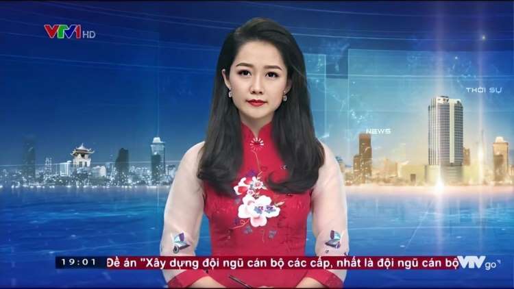 Thu Hà trong một bản tin Thời sự 19h