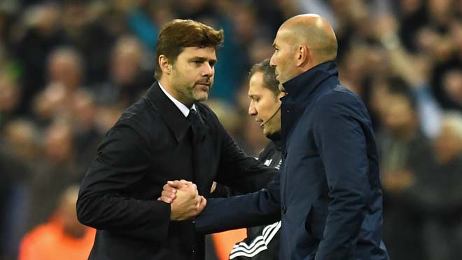 HLV Pochettino (trái) có thể thay thế HLV Zidane ở Real Madrid