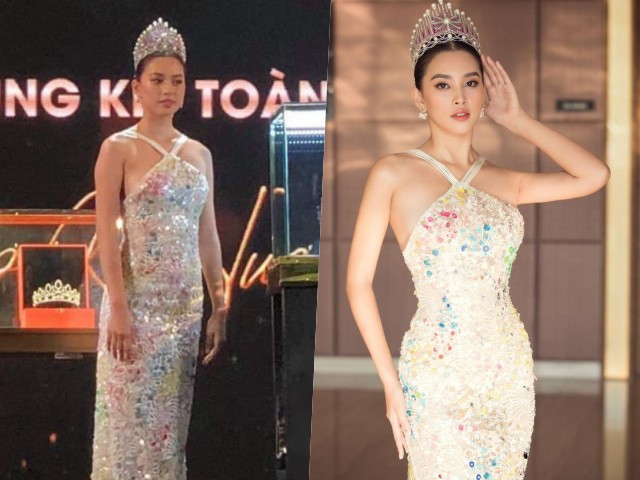 Hoa hậu Tiểu Vy mất chiếc eo thon vì chiếc váy suông thẳng.