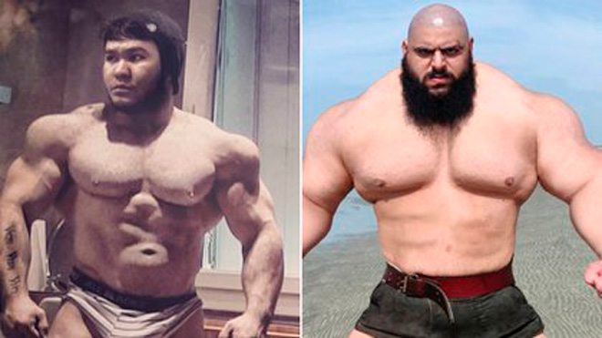 "Khỉ đột Titan" (trái) muốn đấu "Hulk Iran" (phải)