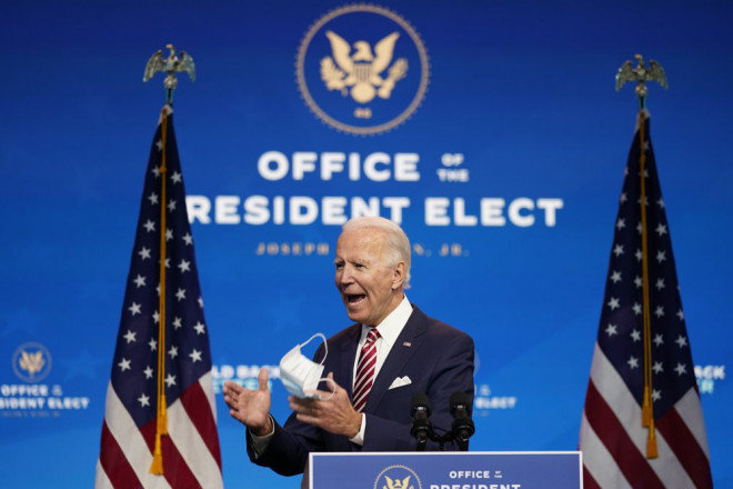 Ông Joe Biden phát biểu tại TP Wilmington, bang Delaware, hôm 16-11. Ảnh: AP