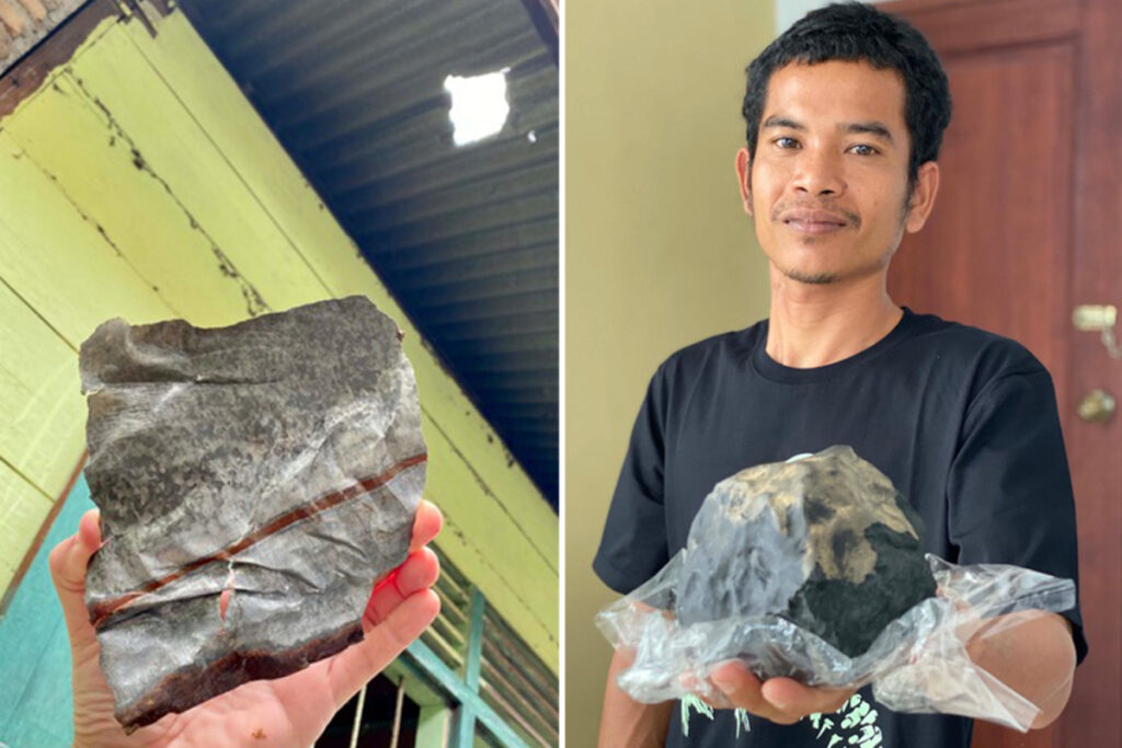 Anh Josua Hutagalung đang đóng quan tài thì thiên thạch rơi trúng nhà (ảnh: Daily Star)