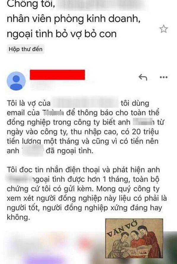 Nội dung email cô vợ gửi đến toàn công ty.