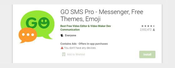 &nbsp;GO SMS Pro là một trong những ứng dụng khá phổ biến trên Google Play. Ảnh: TIỂU MINH