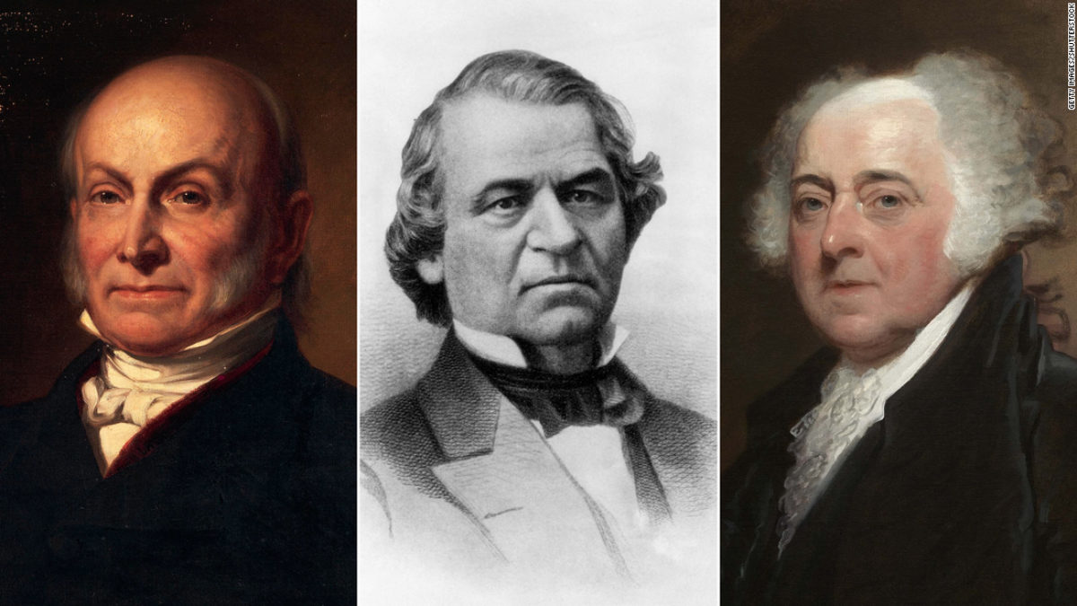 Nhìn từ trái sang phải, các Tổng thống Mỹ John Quincy Adams, Andrew Johnson và John Adams (ảnh: CNN)