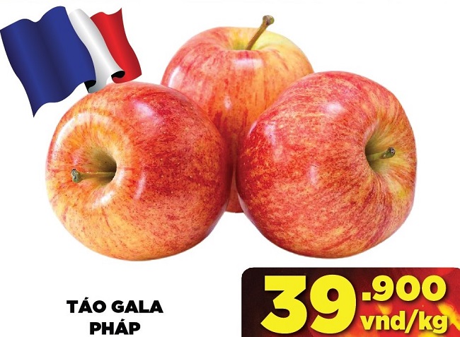 Táo nhập khẩu từ Pháp được bán tại siêu thị cũng chỉ có giá từ 39.900 đồng/kg.