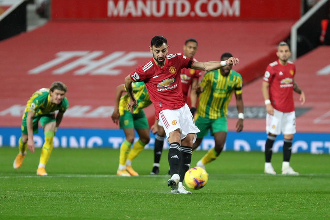 Bruno Fernandes được đá phạt đền đến 2 lần trong trận đấu MU thắng may mắn West Brom 1-0