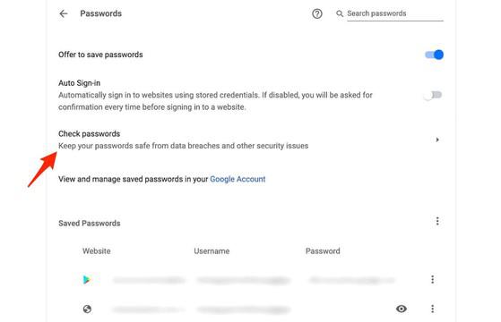 Kiểm tra mật khẩu có bị rò rỉ bằng trình duyệt Chrome.