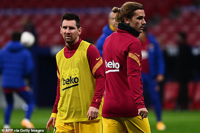 Lần hiếm hoi&nbsp;Messi và Griezmann đều không đá chính trong một trận đấu của Barca