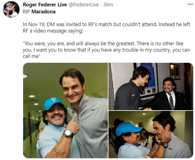 Fanpage của Federer vĩnh biệt huyền thoại bóng đá