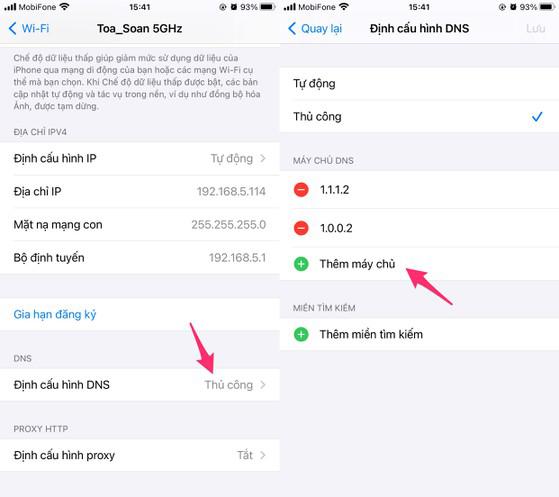 Đổi DNS trên iPhone để truy cập mạng nhanh hơn. Ảnh: MINH HOÀNG