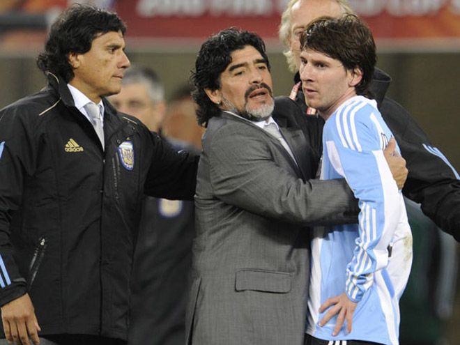 Maradona từng huấn luyện Messi