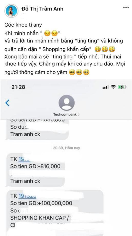 Hot girl Trâm Anh vừa than &#34;buồn&#34;, bạn trai liền chuyển khoản ngay 100 triệu - 2