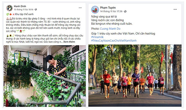 Những câu chuyện đời thường nhưng rất dễ thương như “Khu tập thể xanh” hay “Đường chạy bộ giữa hàng cây” được chia sẻ trong các bài đăng tham gia chiến dịch