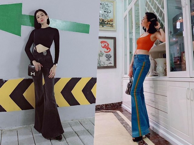 Thân hình mảnh mai, Lệ Quyên mặc quần jean ống suông với áo croptop ăn gian được chiều cao. Cách lên đồ thời thượng, đơn giản nhưng&nbsp;đạt hiệu quả thẩm mỹ cao.