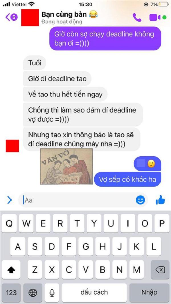 Tin nhắn hỏi thăm cô bạn - Ảnh: Facebook