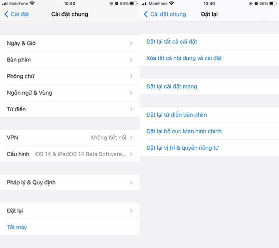 Cách đặt lại tất cả cài đặt trên iPhone. Ảnh: MINH HOÀNG