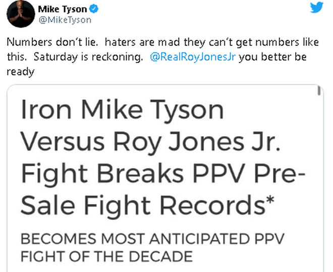 Chia sẻ của Mike Tyson trên Twitter