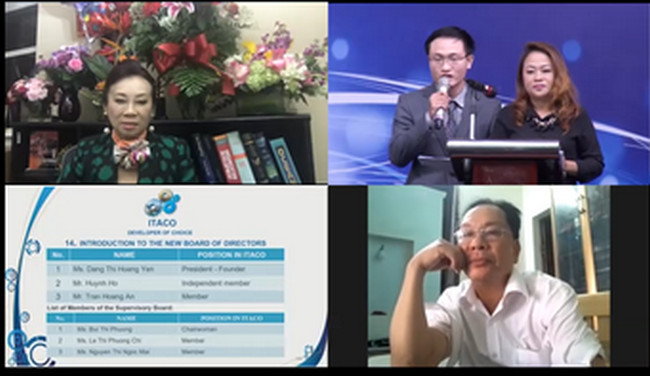 Chủ tịch HĐQT Đặng Thị Hoàng Yến xuất hiện tại Đại hội đồng cổ đông thường niên của ITA qua hình thức trực tuyến
