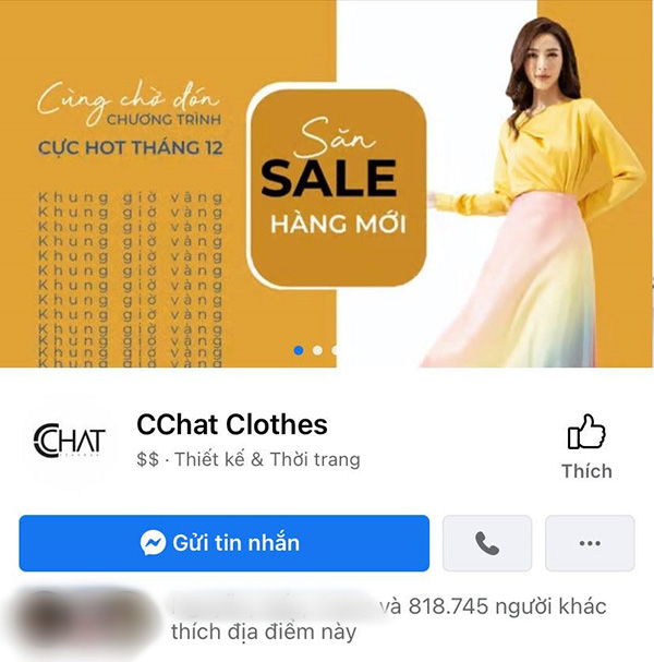 Hình ảnh trang fanpage của thương hiệu thời trang CChat Clothes với hơn 800.000 lượt thích trang