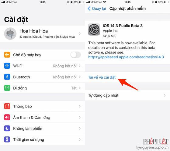 Cập nhật thiết bị lên phiên bản iOS mới nhất. Ảnh: MINH HOÀNG