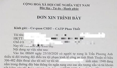 Đơn trình báo của nạn nhân