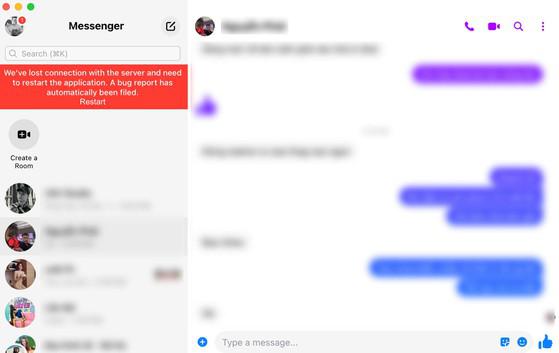 Ứng dụng Messenger trên máy tính gặp lỗi mất kết nối. Ảnh: MINH HOÀNG