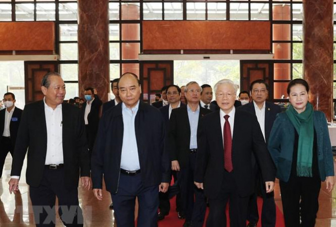 Tổng Bí thư, Chủ tịch nước Nguyễn Phú Trọng chủ trì hội nghị về PCTN (ảnh TTXVN)