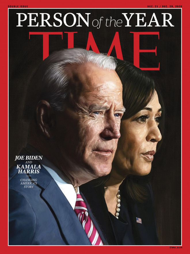 Ông Joe Biden và bà Kamala Harrisđược tạp chí Time vinh danh là Nhân vật của năm 2020. Ảnh: Time