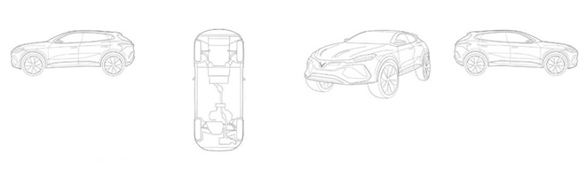 Bản vẽ mẫu xe crossover lai coupe với kiểu dáng hiện đại và bắt mắt của VinFast