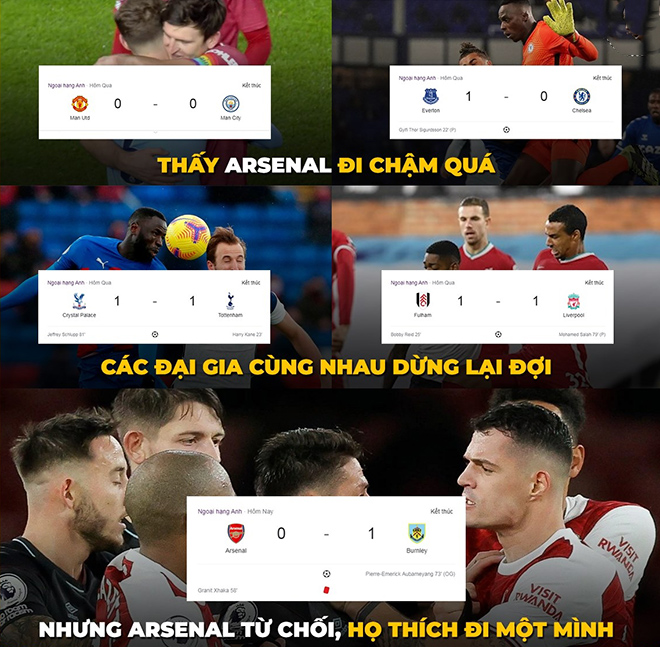 Trong khi các ông lớn bị cầm chân thì Arsenal cũng không chịu thắng.