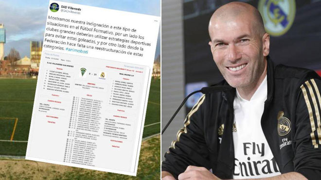 HLV Zinedine Zidane giữ thái độ ôn hòa khi chứng kiến đội trẻ của Real Madrid hành hạ đối thủ không thương tiếc