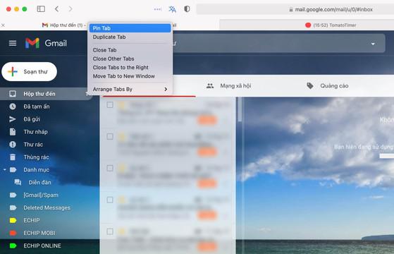 Luôn mở một tab (thẻ) Gmail trên trình duyệt. Ảnh: MINH HOÀNG